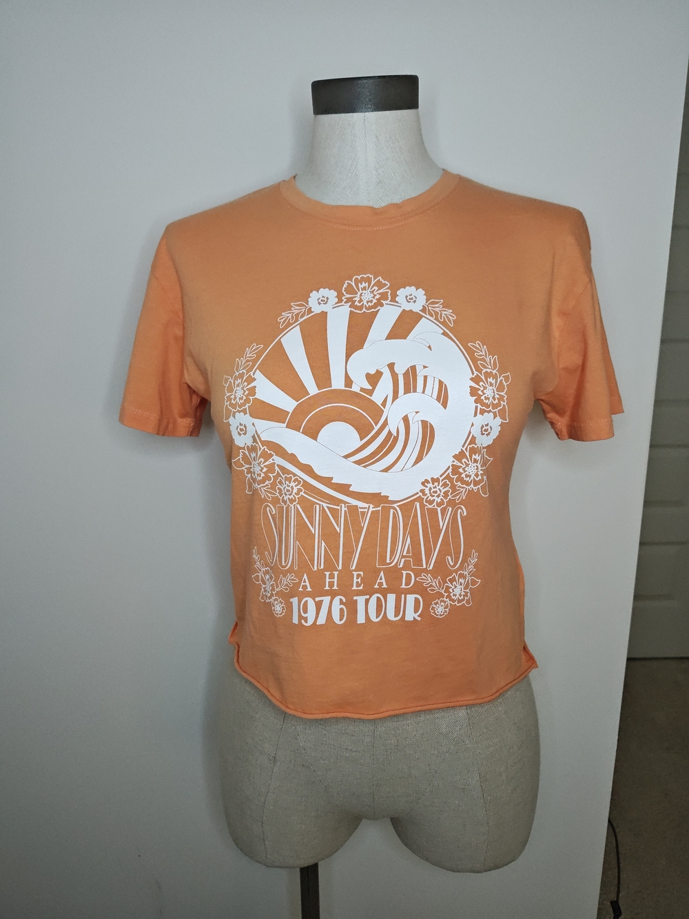 Womens Cropped Retro Surf Tee | XS